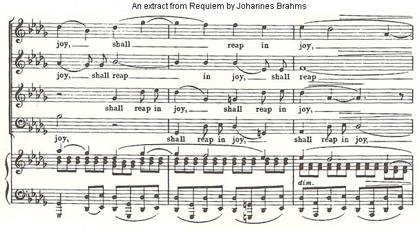 A manuscript extract - Brahms' Requiem